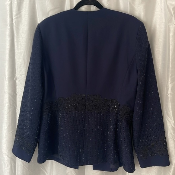Navy Embellished Sequined Blazer 16 - Picture 9 of 10